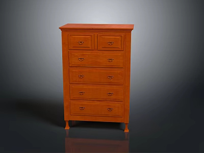 Classic Wooden Chest of Drawers Furniture With Multiple Drawers And Short Legs 3d model