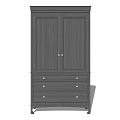 Solid Dark Wooden Double Door Wardrobe With Drawers And Classic Design 3d model