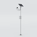 Solar Powered Security Camera With Solar Panel Mounted On Metal Pole 3d model