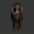 Realistic Mammoth 3D Render With Long Curved Tusks And Gray Background 3d model