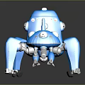 Blue Spider Shaped Robot Featuring Mechanical Legs Red Lights And Shiny Metallic Design