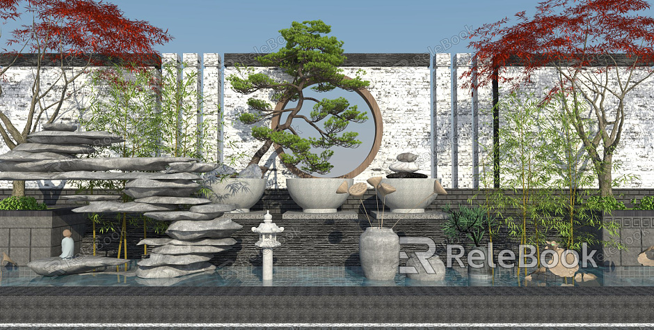 New Chinese style landscape sketch landscape wall model