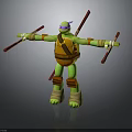 Green Ninja Turtle Character With Purple Mask Brown Shell And Nunchucks