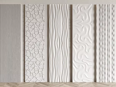 Wall Panels With Various Textured Patterns Including Striped Cracked And Wavy Designs 3d model