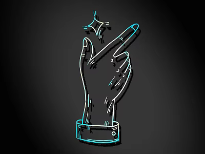 Hand Drawn Style Wall Decor With Upward Pointing Finger Sparkle Effect And Cuff Detail 3d model