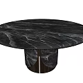 Modern Round Dining Table With Black Marble Top And Sleek Base Design 3d model
