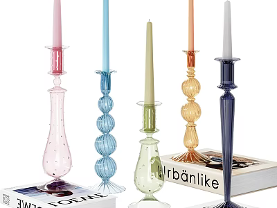 Colorful Modern Glass Candle Holders With Unique Designs And Decorative Styles 3d model