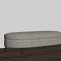 Beige Black Checkered Upholstered Bench With Thin Black Legs White Blinds And Wooden Floor