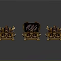 Ornate Treasure Chests with Golden Decorations and Chains Middle One Open with Red Lining