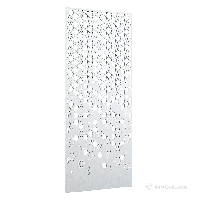 White Decorative Room Divider With Geometric Hollow Patterns For Interior Design 3d model