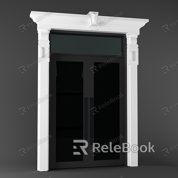 European Style Double Door American Style Villa Building Carved Exterior Wall Decorative Components Door Villa model