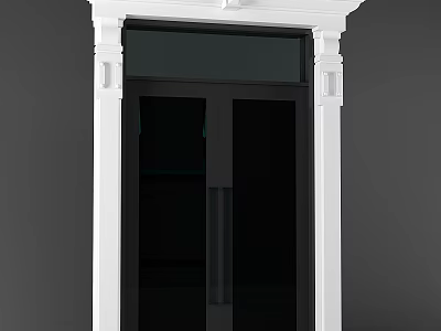 Modern Black Glass Panel Double Doors With White Frame And Sleek Design 3d model