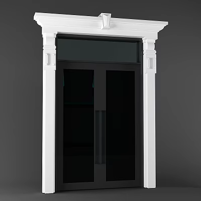 Modern Black Glass Panel Double Doors With White Frame And Sleek Design 3d model