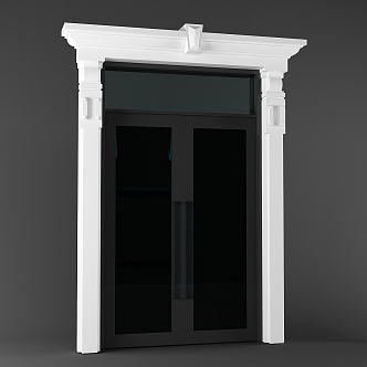 European Style Double Door American Style Villa Building Carved Exterior Wall Decorative Components Door Villa 3d model