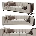 Modern Beige Two Seater Sofa With Tufted Design And Throw Blanket 3d model