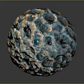 Unique Wooden Stone Sphere With Intricate Pockmarked Surface And Mixed Color Tones