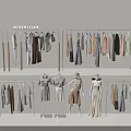 Modern Multi Tiered Clothing Hangers with Various Garments for Fashion Retail