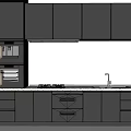 Modern Kitchen Cabinets with Dark Gray Design Built in Appliances and White Countertop