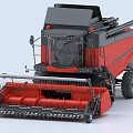 Red Agricultural Utility Vehicle Combine Harvester With Front Harvesting Equipment Cab And Large Wheels