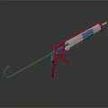Sturdy Red White Blue Caulk Gun With Long Metal Rod And Hook End