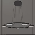 Modern Circular Chandelier With Black Frame And White Shades For Indoor Lighting