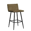 Two Brown Quilted Leather Bar Stools With Black Metal Legs Design 3d model