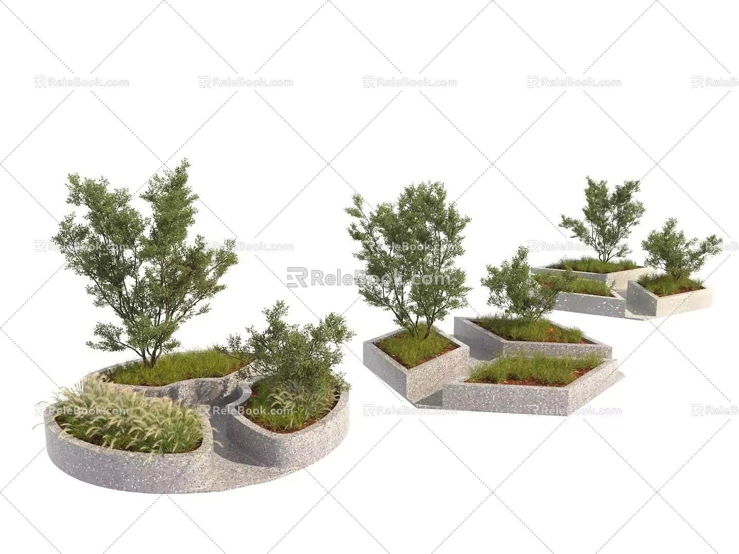 Modern tree pool flowerbed shrub 3d model