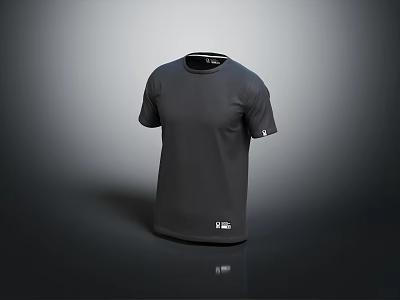 Dark Gray Short Sleeve T Shirt with Minimalist Design and Brand Logo Details 3d model
