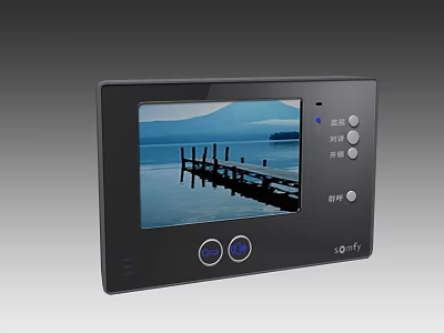 Smart Machine Control Panel With Screen Displaying Scenic Lake And Dock Image And Function Buttons 3d model