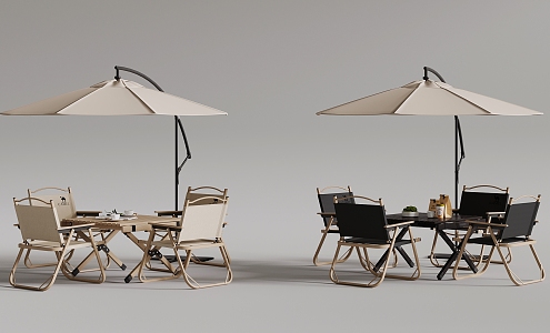 Outdoor tables and chairs umbrellas 3d model