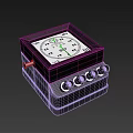Black Square Control Device With Dial Display And Metal Knobs 3d model