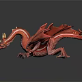 Detailed Red Dragon Model With Spread Wings On Black Reflective Surface 3d model