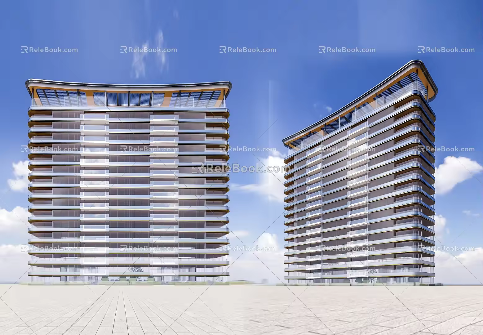 Modern Residential Building Simple Curved Surface Residence 3d model