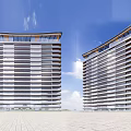 Modern Residential Building Simple Curved Surface Residence 3d model