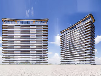Modern Residential Building Simple Curved Surface Residence 3d model