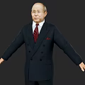 Man In Dark Double Breasted Suit With Red Tie And Outstretched Arms On Dark Background 3d model