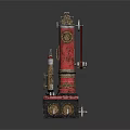 Vintage Red Steampunk Mechanical Device With Pipes Valves And Gauges