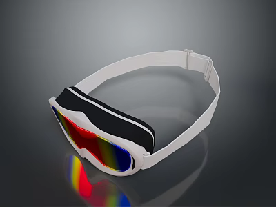 White Goggles With Colorful Lenses Black Frame And White Strap 3d model
