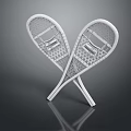 White Crossed Racquets Sports Equipment With Modern Mesh Design And Reflective Base