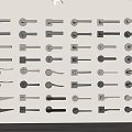Different Styles Of Door Handles Displayed On Wall With Various Designs