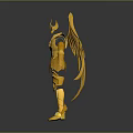 Golden Mythical Armor Costume With Ornate Angel Wings And Crown Design