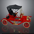 Vintage Red Classic Car With Black Top Gold Accents And Red Rims