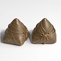 Two Brown Zongzi Shaped Landscape Sculptures With Woven Texture And Rope Bowknot