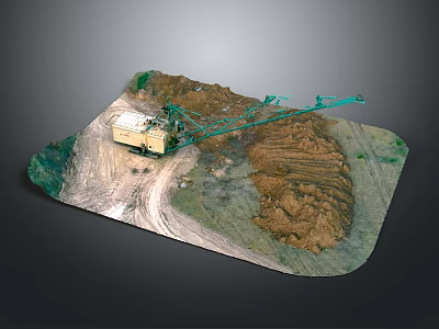 Wild Animals Living Near Construction Site with Yellow Machinery and Green Vegetation 3d model