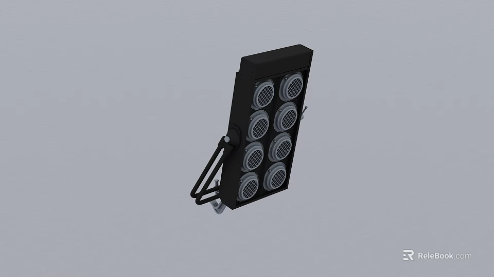 Black Decorative Light with Multiple Circular Lamps and Sturdy Bracket Mount 3d model 