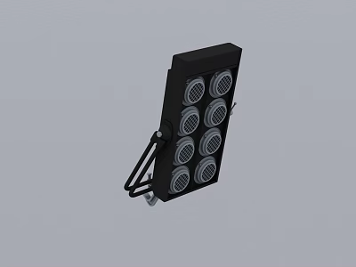 Black Decorative Light with Multiple Circular Lamps and Sturdy Bracket Mount 3d model