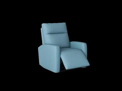 Stylish Light Blue Single Seater Recliner Sofa With Comfortable Leather Upholstery 3d model