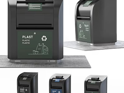 Modern Garden Ornamental Bins With Recycling Icons And Multi Angle Design Features 3d model