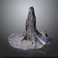 Colorful Tree Stump with Textured Roots Weathered Surface and Natural Patterns