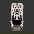 Silver Supercar with Streamlined Body Aerodynamic Design Large Wheels and Rear Spoiler